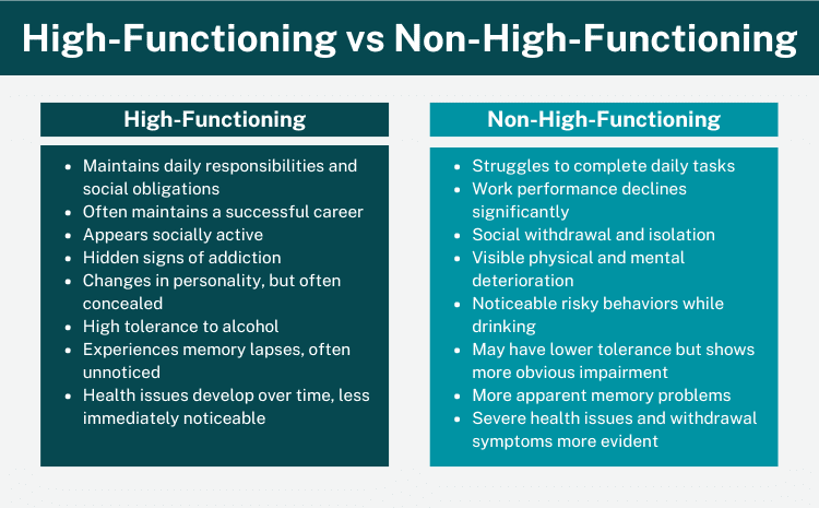 High-Functioning Alcoholics vs Non-High-Functioning Alcoholics